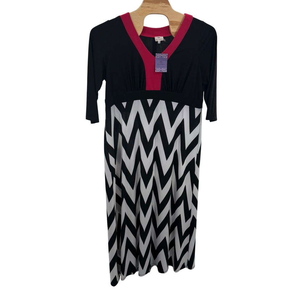 Hot in Hollywood Dress Chevron Print‎ Midi Casual Career 2X